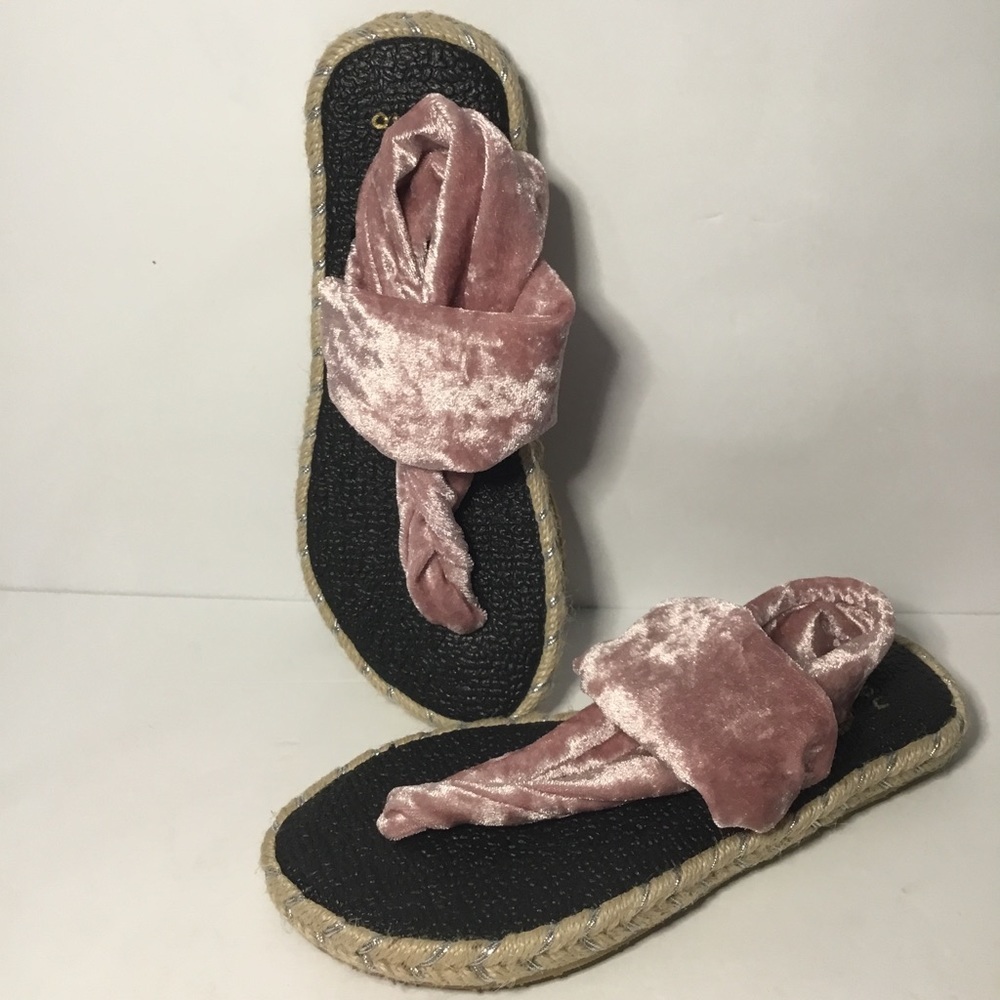 Nalho Women’s Pink Velvet Espadrille Sandals Size 6